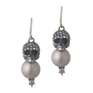 SOLD ~ Alexis Bittar Crystal Skull Pearl Earrings